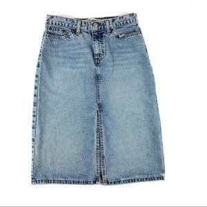 Vintage Gap High Waisted Denim Front Slot Skirt